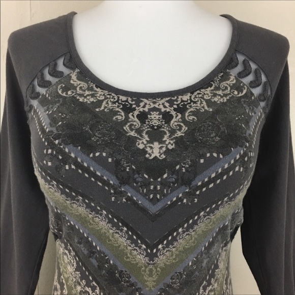 Free‎ People Out Of Africa Dress 3/4 Sleeve Crew Neck Fitted Mini Sexy Casual - Picture 2 of 9